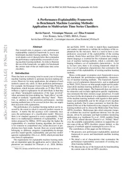 A Performance-Explainability Framework to Benchmark Machine Learning
  Methods: Application to Multivariate Time Series Classifiers