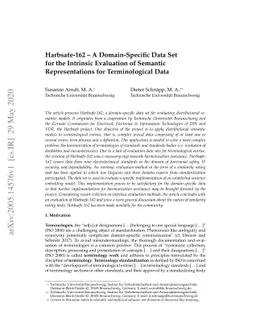 Harbsafe-162. A Domain-Specific Data Set for the Intrinsic Evaluation of
  Semantic Representations for Terminological Data