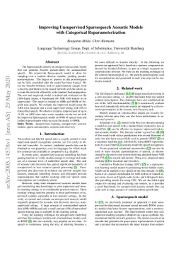 Improving Unsupervised Sparsespeech Acoustic Models with Categorical
  Reparameterization