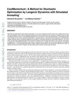 CoolMomentum: A Method for Stochastic Optimization by Langevin Dynamics
  with Simulated Annealing