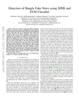 Detection of Bangla Fake News using MNB and SVM Classifier