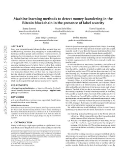 Machine learning methods to detect money laundering in the Bitcoin
  blockchain in the presence of label scarcity