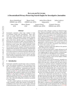 DatashareNetwork: A Decentralized Privacy-Preserving Search Engine for
  Investigative Journalists