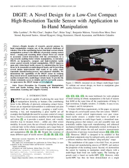 DIGIT: A Novel Design for a Low-Cost Compact High-Resolution Tactile
  Sensor with Application to In-Hand Manipulation