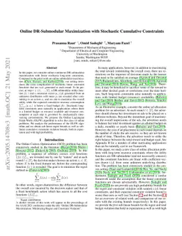 Online DR-Submodular Maximization with Stochastic Cumulative Constraints
