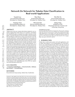 Network On Network for Tabular Data Classification in Real-world
  Applications