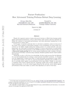 Feature Purification: How Adversarial Training Performs Robust Deep
  Learning
