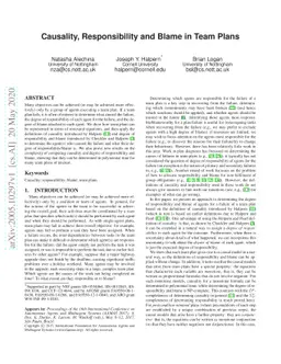 Causality, Responsibility and Blame in Team Plans