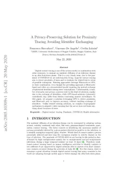 A Privacy-Preserving Solution for Proximity Tracing Avoiding Identifier
  Exchanging