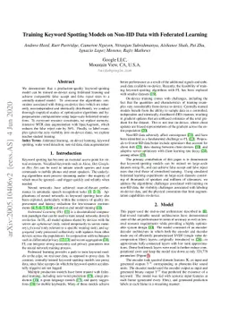Training Keyword Spotting Models on Non-IID Data with Federated Learning