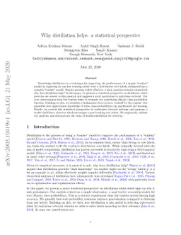 Why distillation helps: a statistical perspective