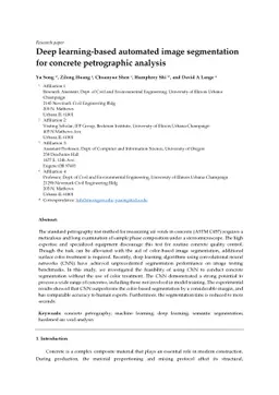 Deep Learning-Based Automated Image Segmentation for Concrete
  Petrographic Analysis