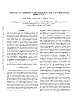 Simplified Self-Attention for Transformer-based End-to-End Speech
  Recognition