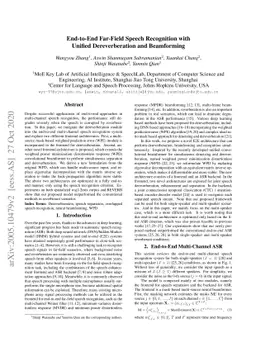 End-to-End Far-Field Speech Recognition with Unified Dereverberation and
  Beamforming