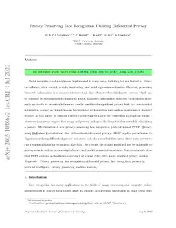 Privacy Preserving Face Recognition Utilizing Differential Privacy