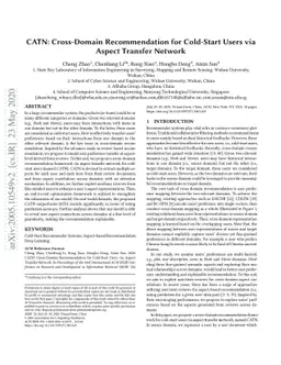 CATN: Cross-Domain Recommendation for Cold-Start Users via Aspect
  Transfer Network