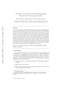 CovidChain: An Anonymity Preserving Blockchain Based Framework for
  Protection Against Covid-19