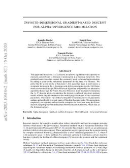 Infinite-dimensional gradient-based descent for alpha-divergence
  minimisation