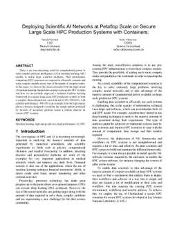 Deploying Scientific AI Networks at Petaflop Scale on Secure Large Scale
  HPC Production Systems with Containers