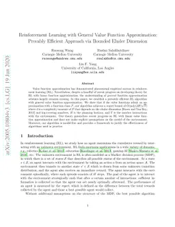 Reinforcement Learning with General Value Function Approximation:
  Provably Efficient Approach via Bounded Eluder Dimension