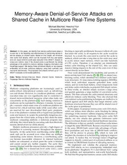 Memory-Aware Denial-of-Service Attacks on Shared Cache in Multicore
  Real-Time Systems