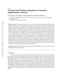 Unsupervised Domain Adaptation in Semantic Segmentation: a Review