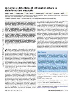 Automatic Detection of Influential Actors in Disinformation Networks