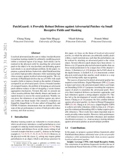 PatchGuard: A Provably Robust Defense against Adversarial Patches via
  Small Receptive Fields and Masking