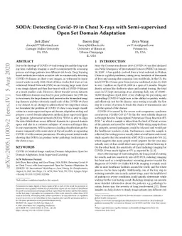 SODA: Detecting Covid-19 in Chest X-rays with Semi-supervised Open Set
  Domain Adaptation