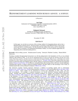 Reinforcement learning with human advice: a survey