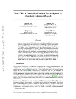 Glow-TTS: A Generative Flow for Text-to-Speech via Monotonic Alignment
  Search