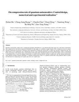 On compression rate of quantum autoencoders: Control design, numerical
  and experimental realization