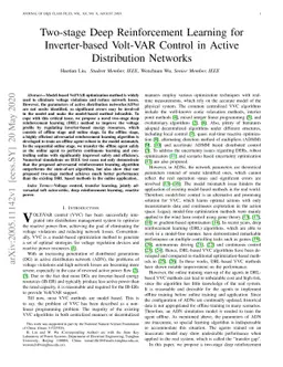 Two-stage Deep Reinforcement Learning for Inverter-based Volt-VAR
  Control in Active Distribution Networks