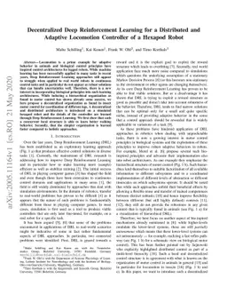 Decentralized Deep Reinforcement Learning for a Distributed and Adaptive
  Locomotion Controller of a Hexapod Robot