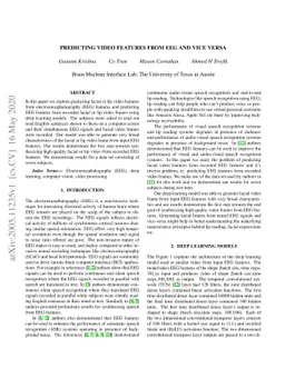 Predicting Video features from EEG and Vice versa