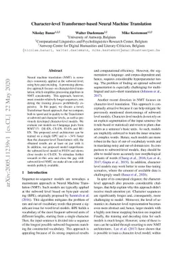 Character-level Transformer-based Neural Machine Translation