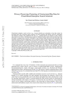 Privacy-Preserving Clustering of Unstructured Big Data for Cloud-Based
  Enterprise Search Solutions