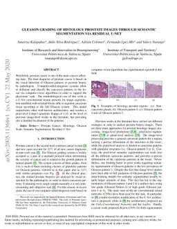 Gleason Grading of Histology Prostate Images through Semantic
  Segmentation via Residual U-Net