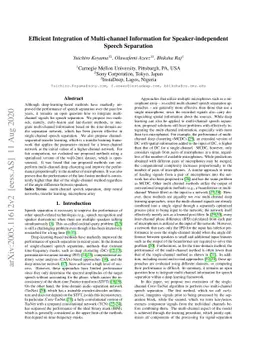 Efficient Integration of Multi-channel Information for
  Speaker-independent Speech Separation