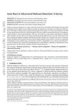 Arms Race in Adversarial Malware Detection: A Survey