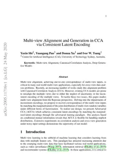 Multi-view Alignment and Generation in CCA via Consistent Latent
  Encoding