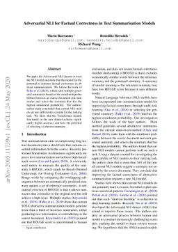 Adversarial NLI for Factual Correctness in Text Summarisation Models