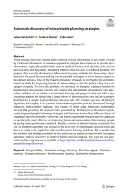 Automatic Discovery of Interpretable Planning Strategies