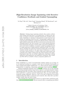 High-Resolution Image Inpainting with Iterative Confidence Feedback and
  Guided Upsampling