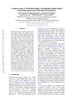 Common Sense or World Knowledge? Investigating Adapter-Based Knowledge
  Injection into Pretrained Transformers