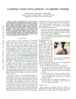Learning visual servo policies via planner cloning