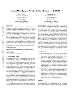 SecureABC: Secure AntiBody Certificates for COVID-19