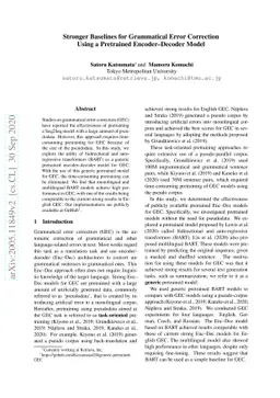 Stronger Baselines for Grammatical Error Correction Using Pretrained
  Encoder-Decoder Model