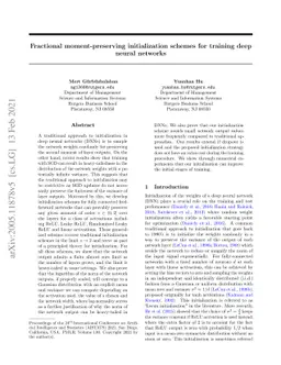 Fractional moment-preserving initialization schemes for training deep
  neural networks
