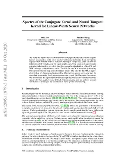 Spectra of the Conjugate Kernel and Neural Tangent Kernel for
  linear-width neural networks